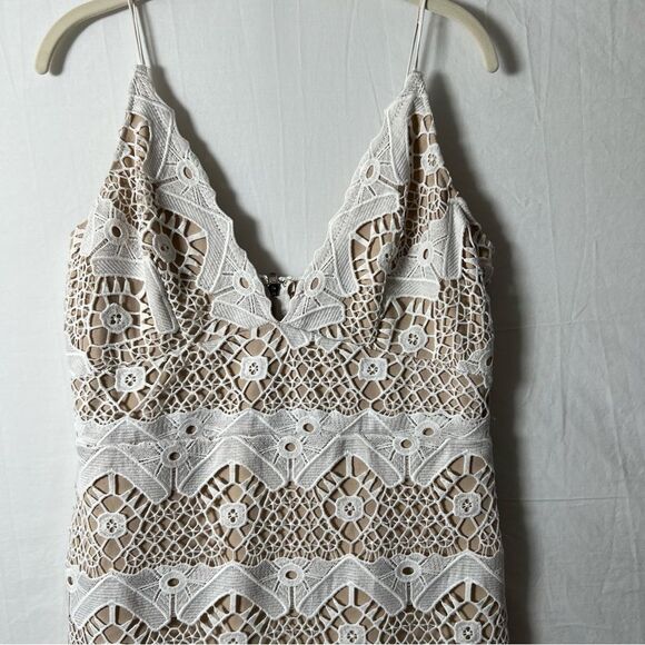 Lulus Cream Crochet Lace Wedding Date Romantic night Vacation Dress Size XL - Picture 4 of 12